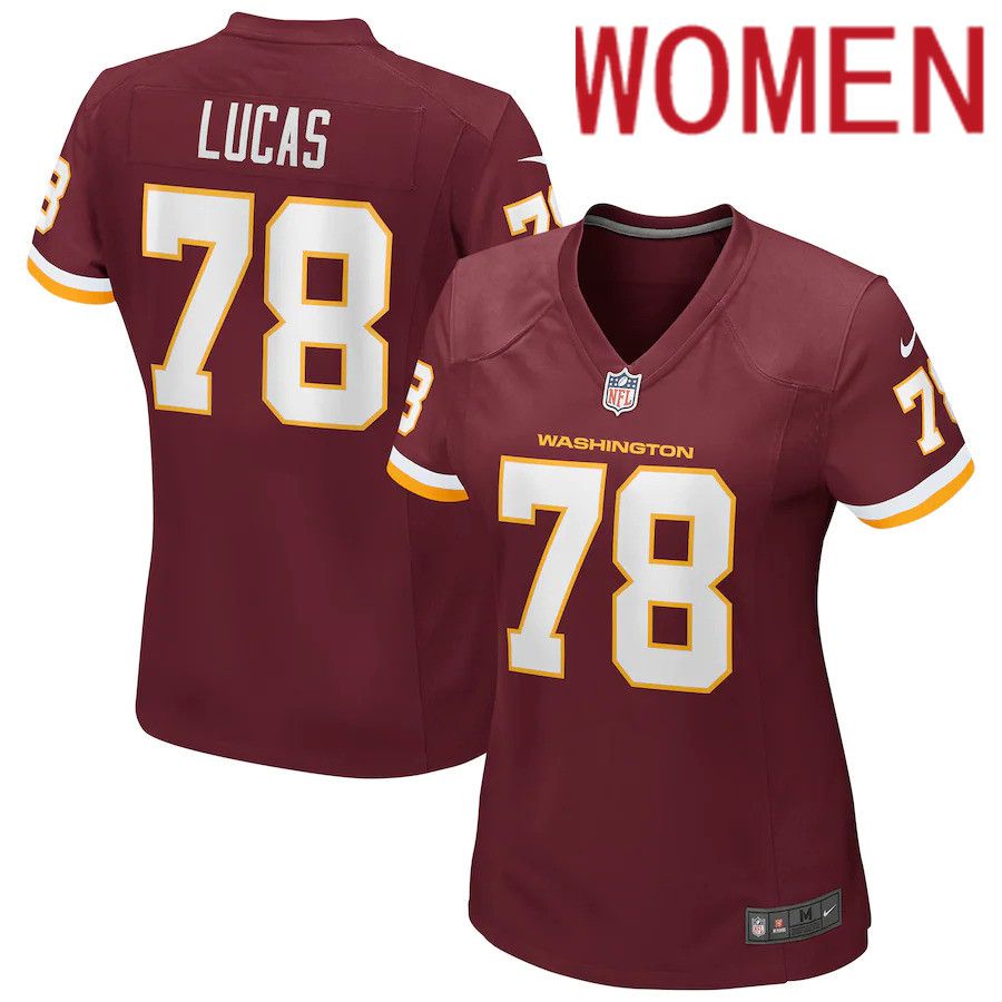 Women Washington Redskins 78 Cornelius Lucas Nike Burgundy Game Player NFL Jersey